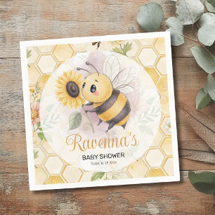 Honeycomb Floral Bee Personalised Baby Shower Napkin