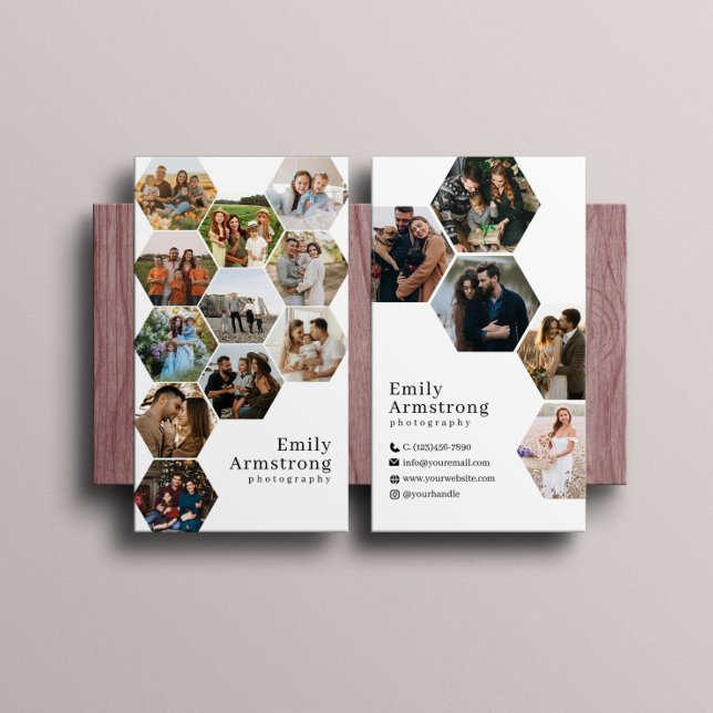 Honeycomb Geometric Hexagon 16 Photos Photographer Business Card (Creator Uploaded)