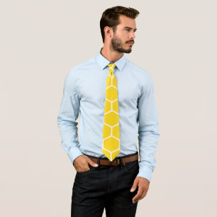 Honeycomb Geometric White Lines Bumblebee Tie
