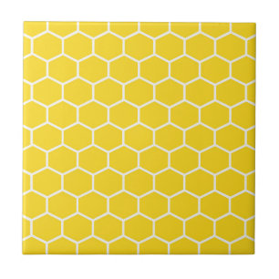 Honeycomb Geometric White Lines Bumblebee Tile
