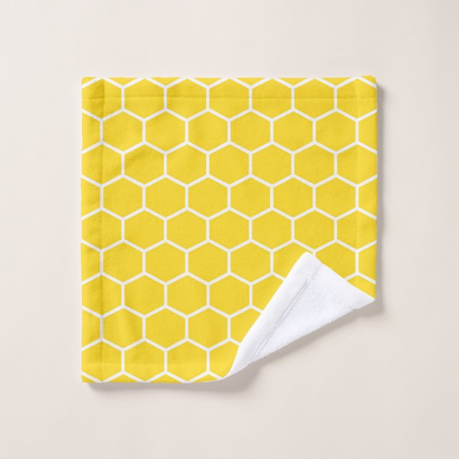 Honeycomb Geometric White Lines Bumblebee Wash Cloth (Wash Cloth)
