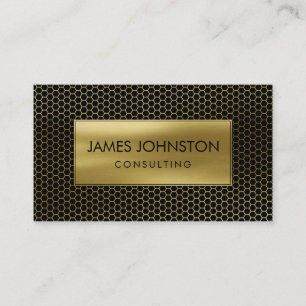 Honeycomb Geometrical pattern Gold on Black Business Card