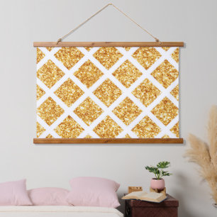 Honeycomb Gold Glitter Boho Popular Collection Hanging Tapestry