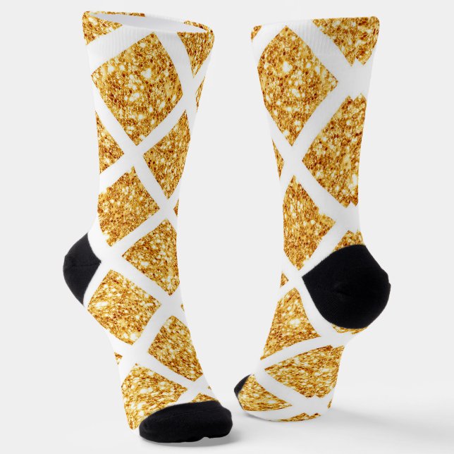 Honeycomb Gold Glitter Boho Popular Collection Socks (Angled)