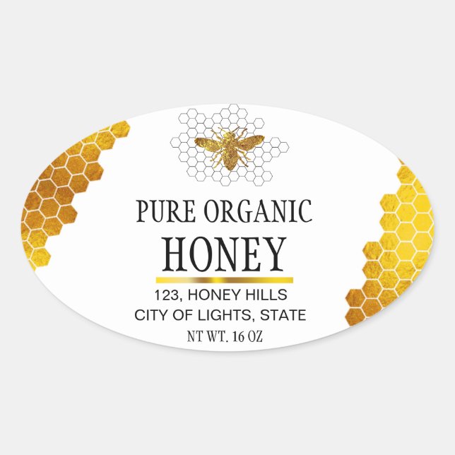 Honeycomb Gold  Honey Bee Apiary Product Label (Front)
