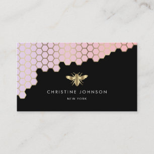 honeycomb gradient blush pink business card
