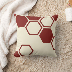 Honeycomb hexagon geometric beige cushion