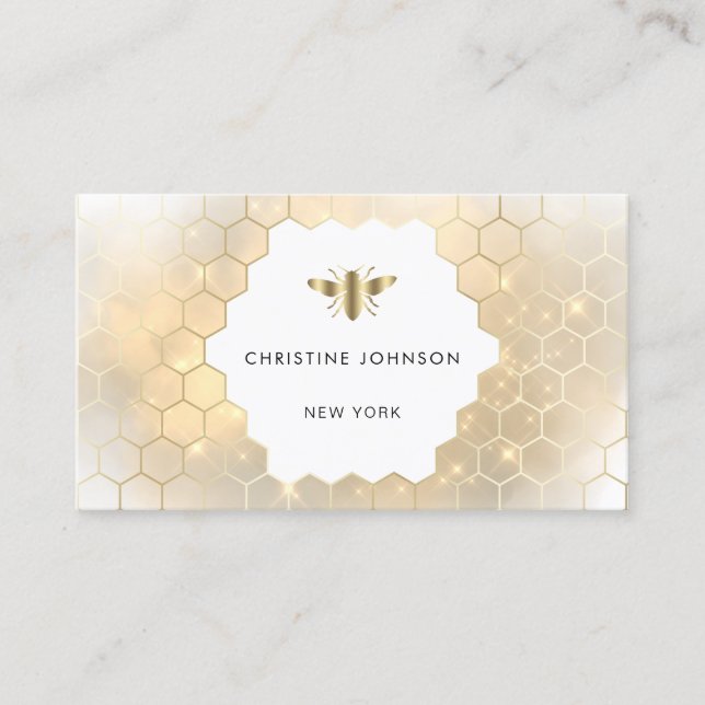 honeycomb hexagons bee business card (Front)