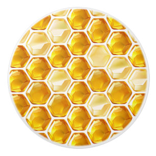 Honeycomb Hexagons Filled with Honey Ceramic Knob