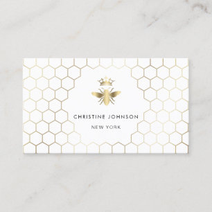 honeycomb hexagons Queen bee Business Card