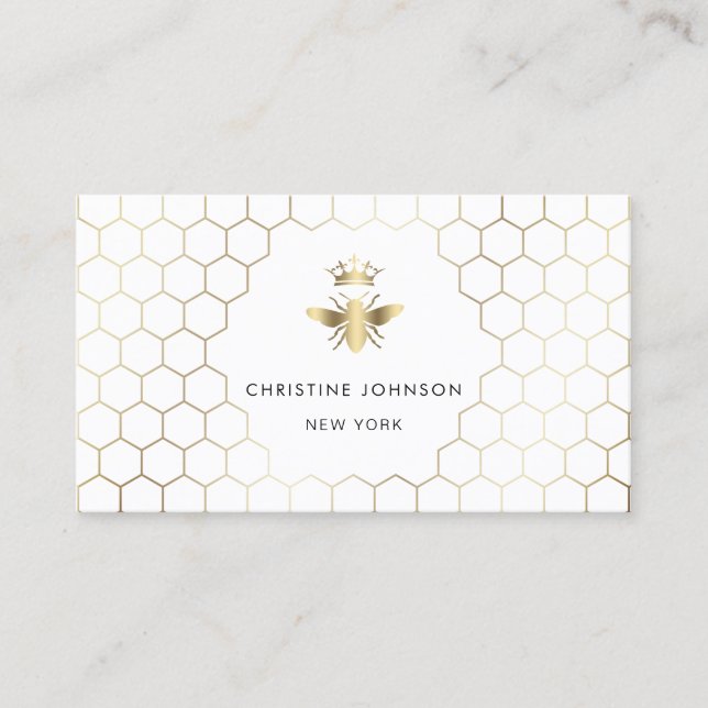 honeycomb hexagons Queen bee Business Card (Front)