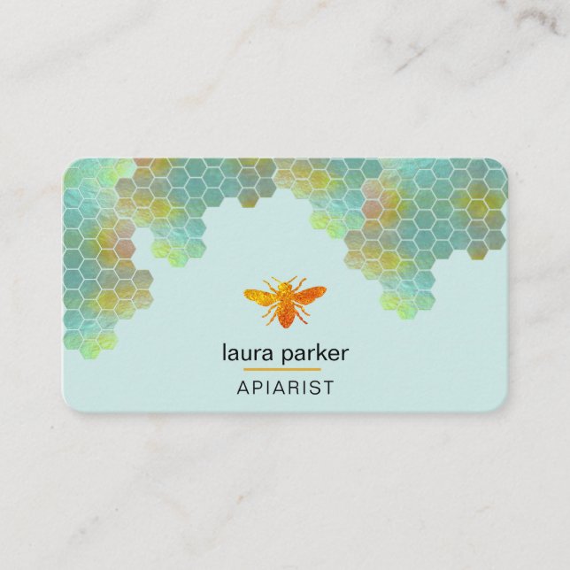 Honeycomb Honey Bee Apirarist Hexagons Beekeeper Business Card (Front)