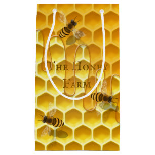 Honeycomb & Honeybees Custom Bee Product Packaging Small Gift Bag