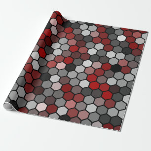 Honeycomb in red, honey like hexagon pattern wrapping paper