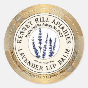 Honeycomb & Lavender Lip Balm Label Ivory Gold