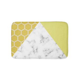 Honeycomb & Marble effect: Mustard Yellow Bath Mat