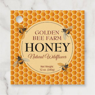 Honeycomb + Nutrition Facts Honey Jar Hang Tags