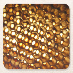 Honeycomb Paper Coaster, gift for beekeeper, Square Paper Coaster