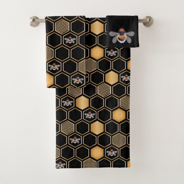Honeycomb Pattern Bath Towel Set (Insitu)