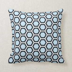 Honeycomb Pattern Blue Black White Cushion