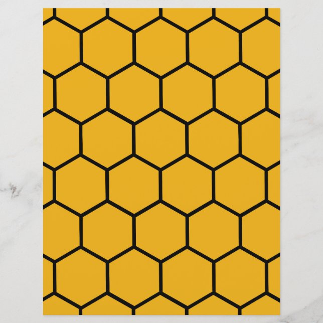 Honeycomb Pattern - Gold and Black Scrapbook Paper (Front)