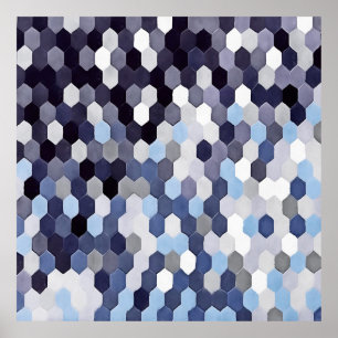 Honeycomb Pattern In Blue Tones Poster