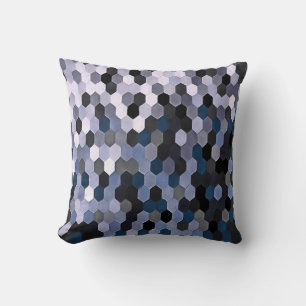 Honeycomb Pattern In Grey and Blue Wintry Colours Cushion
