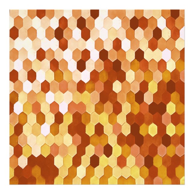 Honeycomb Pattern In Mulled Mead and Honey Colours Photo Print (Front)
