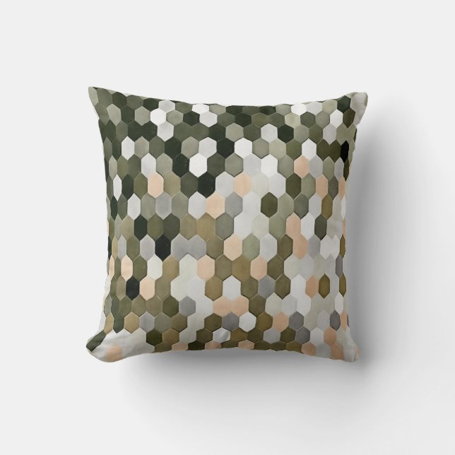Honeycomb Pattern In Shades Of Grey and Pink Cushion (Front)