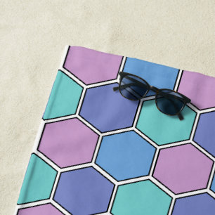 Honeycomb Pattern Pastels Beach Towel