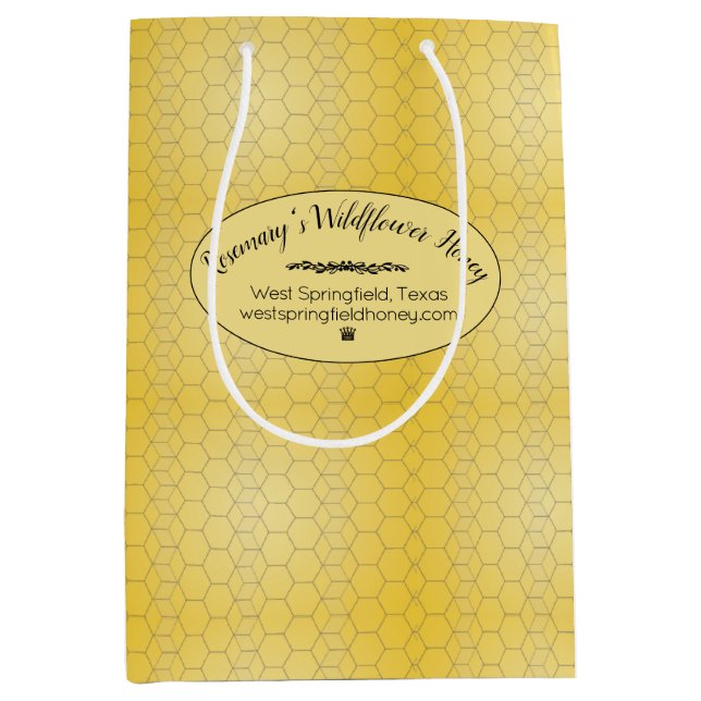 Honeycomb Pattern Script Medium Gift Bag (Front)