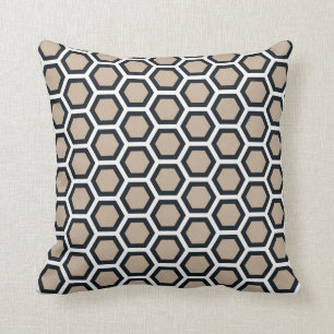 Honeycomb Pattern Tan Black White Cushion