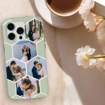 Honeycomb Photo Collage 5 Picture Sage Green iPhone 15 Pro Max Case<br><div class="desc">Create your own photo collage in honeycomb pattern. The photo template is set up for you to add 5 of your favourite pictures of friends, family, pets, vacations etc. Your pictures will be displayed in hexagon shape to form the honeycomb, working in rows from left to right. The design is...</div>