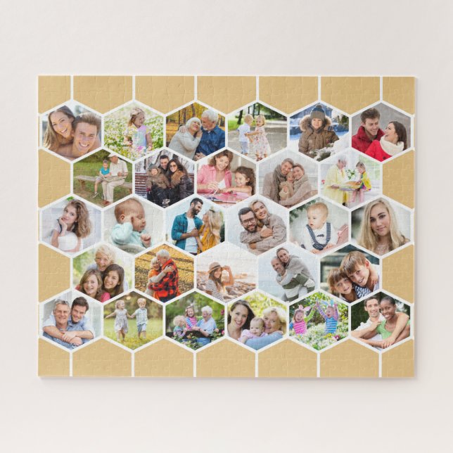 Honeycomb Photo Collage Custom Picture 500 piece Jigsaw Puzzle (Horizontal)