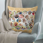 Honeycomb Photo Collage Honey Beige Multi Picture Cushion<br><div class="desc">Lovely photo pillow honeycomb photo collage in neutral warm honey beige and white. The photo template is set up for you add 28 of your favourite family photos, working from left to right in rows, top to bottom. Your pictures are displayed in hexagon shapes to form a honeycomb pattern and,...</div>
