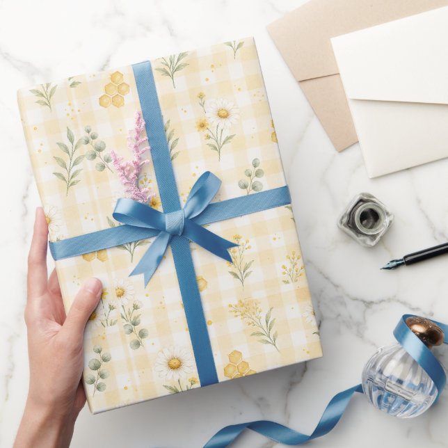 Honeycomb Sunflower First Birthday Wrapping Paper (Gifting)
