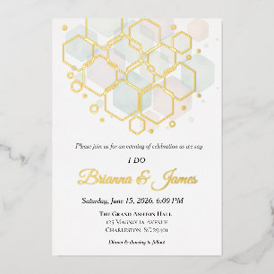 Honeycomb Wedding Gold Foil Modern Geometric