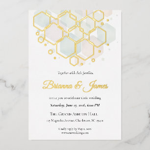 Honeycomb Wedding Gold Foil Modern Geometric