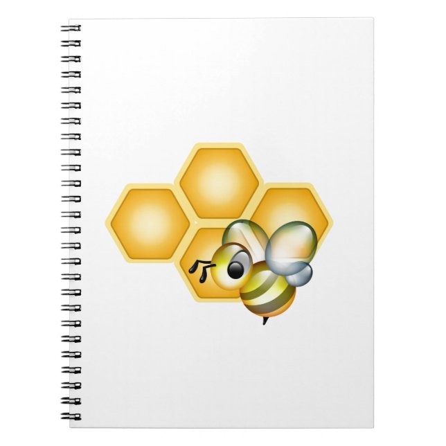 Honeycomb with a cute honeybee spiral notebook (Front)