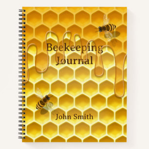 Honeycomb with Flying Honeybees Custom 8.5" x 11" Notebook