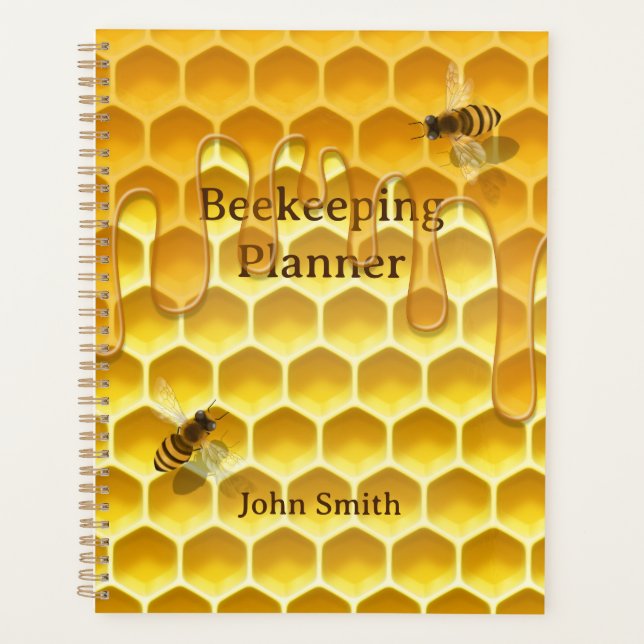 Honeycomb with Flying Honeybees Custom 8.5" x 11" Planner (Front)