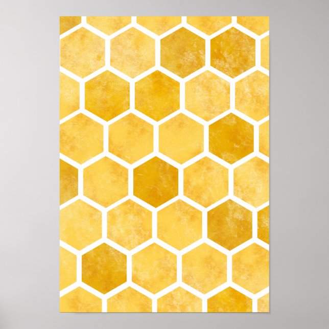 Honeycomb yellow bee art poster (Front)