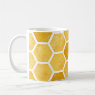 Honeycomb yellow bee mug