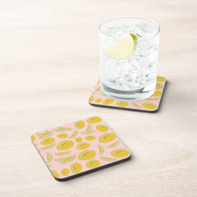 Honeydew Melons Fruit Pattern Coaster (Right Side)