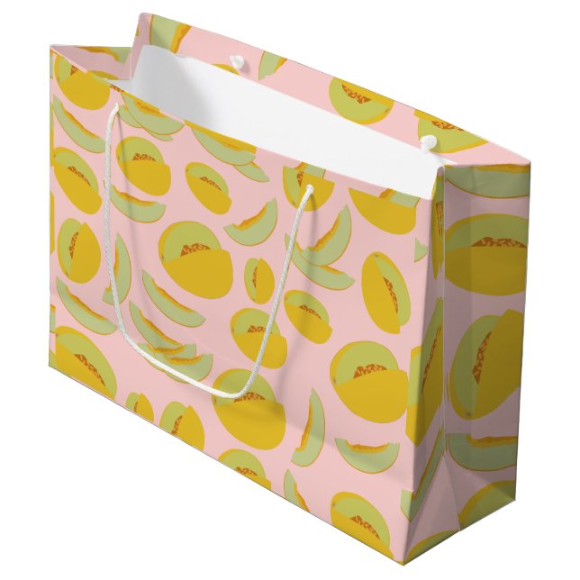 Honeydew Melons Fruit Pattern Large Gift Bag (Front Angled)