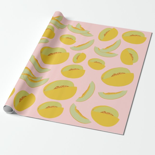Honeydew Melons Fruit Pattern Wrapping Paper (Unrolled)