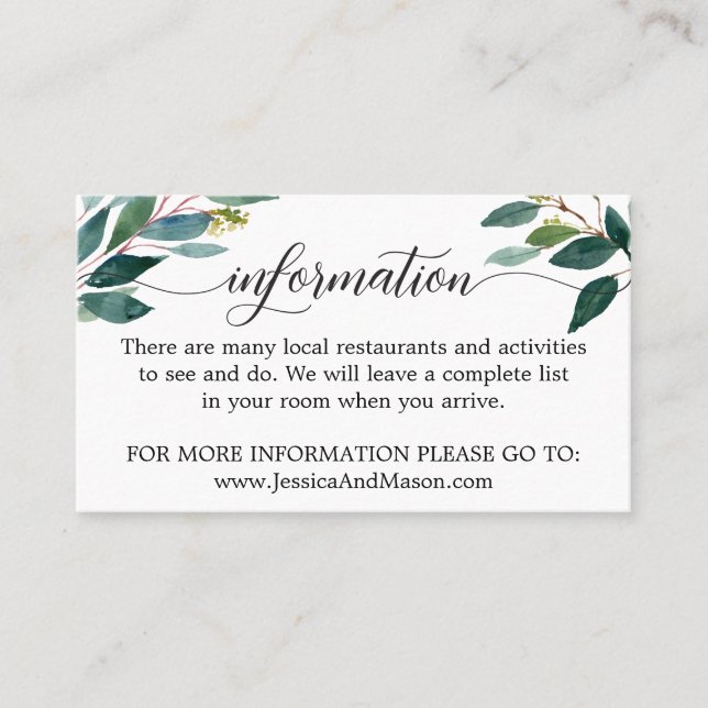 Honeymoon and Information Enclosure Card (Front)