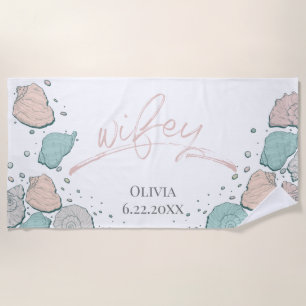 Honeymoon Beach - WIFEY  Coral Seashells Towel