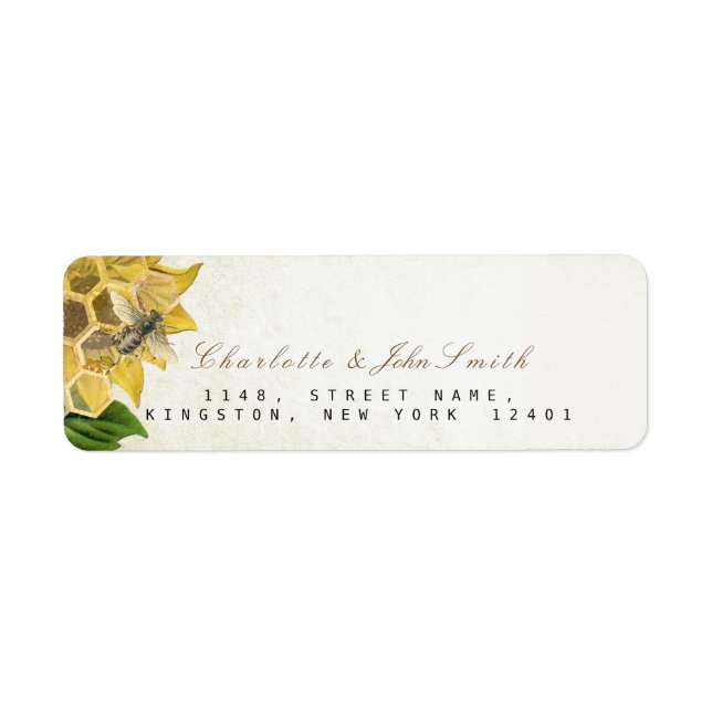 Honeymoon Bee Sunflower Return Address Labels (Front)