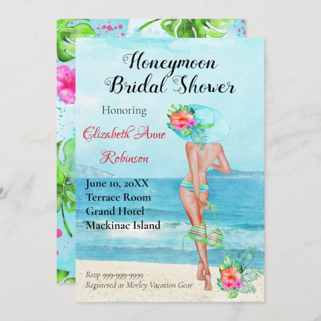 Honeymoon Bridal Shower Invitation (Front/Back)